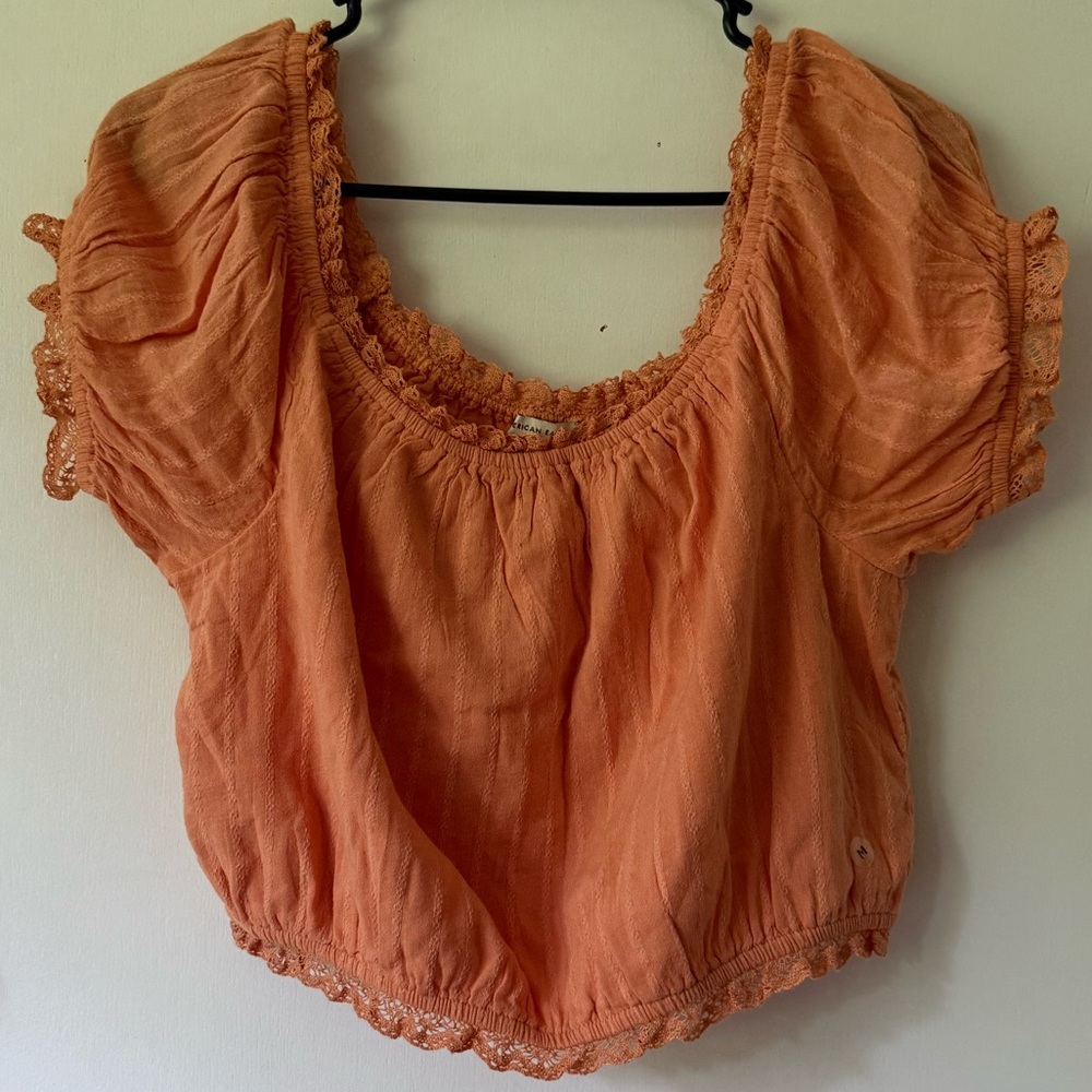 American Eagle Outfitters Short Sleeve Blouse Terracotta Medium